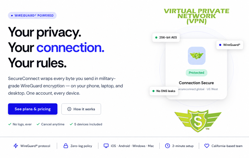 Secure Connect Virtual Privacy Network (VPN) - SecureConnect.global, Self Service VPN, A Division of Switzer Enterprises